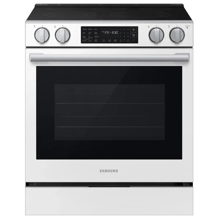 Samsung NSE80H63SWAA 30" Bespoke Smart Slide-In Electric Range 6.3 cu. ft. with Air Fry - White Glass