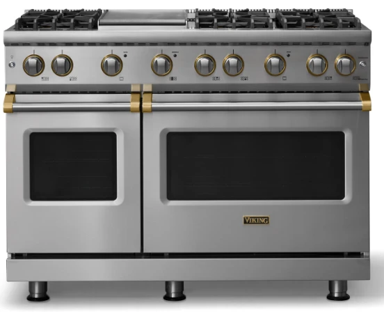 Viking VGR54846GSSBB 48" Gas Range with 6 Sealed Burners and Griddle - Stainless with Brass