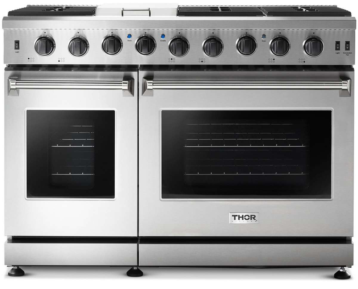 LRG4807U Thor Kitchen 48" Double Oven Gas Range with 6 Sealed Burners