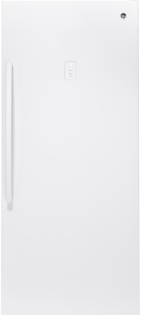 FUF21DLRWW GE 33" 21.3 cu. ft. FrostFree Upright Freezer with LED Interior Lighting and 3 Clear