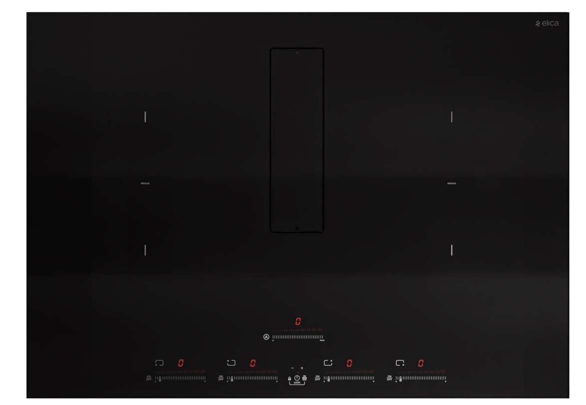 ENF430BL Elica 30" NikolaTesla Flux Series Induction Cooktop with Downdraft Hood Black Glass