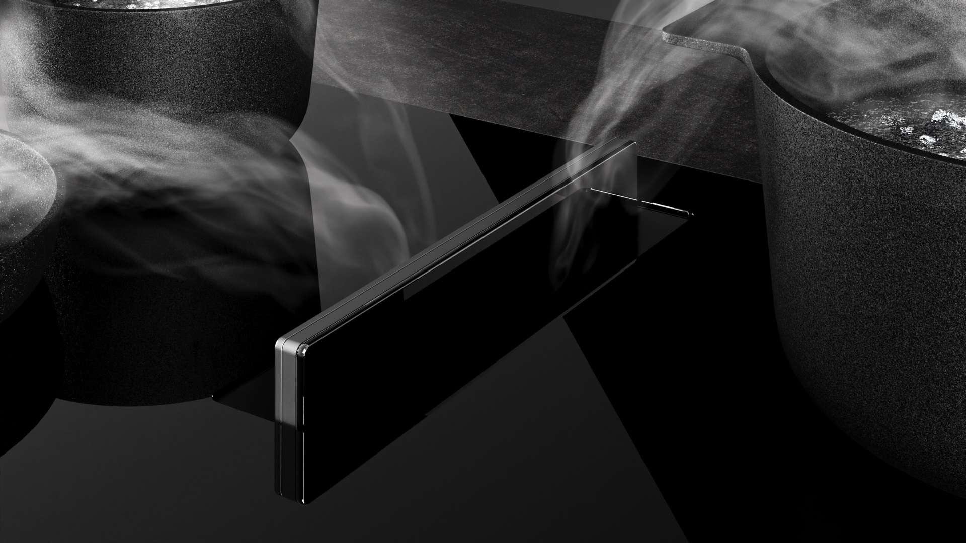 ENF430BL Elica 30" NikolaTesla Flux Series Induction Cooktop with Downdraft Hood Black Glass