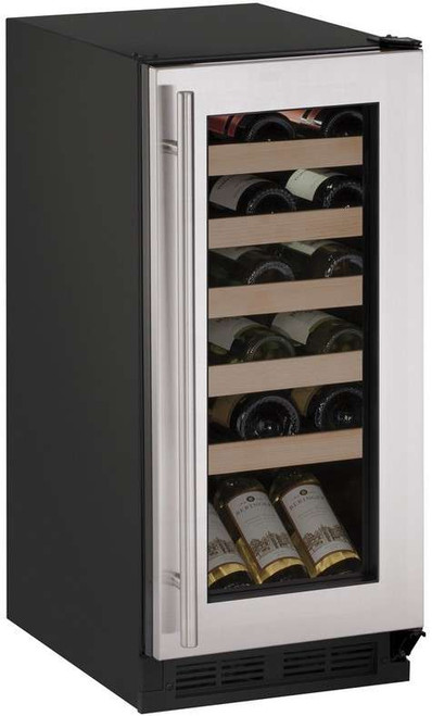 1215WCS-00B U-line 1000 Series 15" Wide Wine Cooler with Mechanical Cooling - Field Reversible - Stainless Steel Frame - CLEARANCE