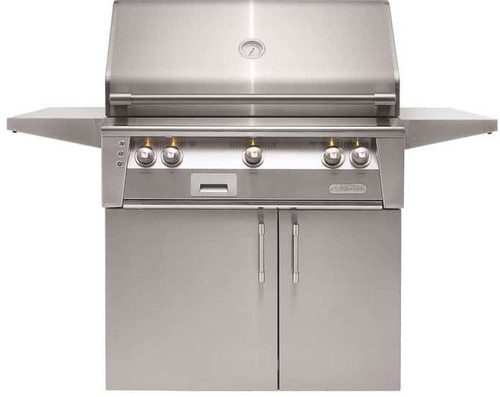 ALXE36SZCNG Alfresco 36" 3-Burner Grill with Infrared Rotisserie System SearZone & Standard Cart - Natural Gas - Stainless Steel