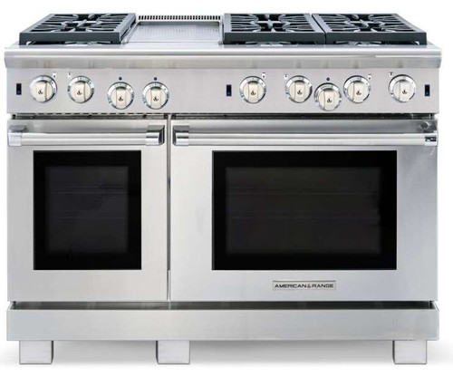 ARROB-448GDGRN American Range Performer 48" All Gas Range with 4 Open Burners Grill Griddle & Convection Oven - Natural Gas - Stainless Steel