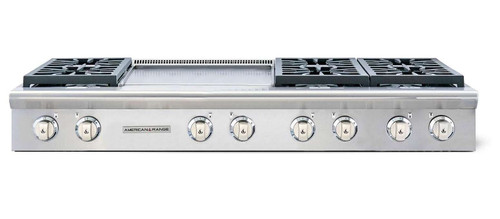 ARSCT-6062GDN American Range Legend 60" Cooktop with 6 Sealed Burners & Wide Griddle - Natural Gas - Stainless Steel