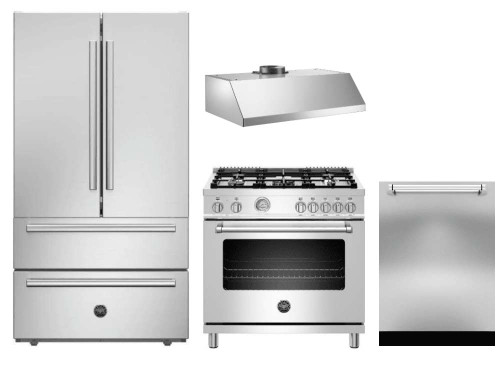 Package BRT4 - Bertazzoni Appliance Package - 4 Piece Package with 36" All Gas Range - Stainless Steel