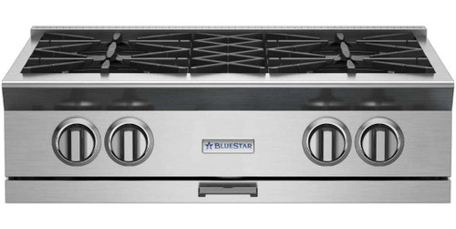 BSPRT304B Blue Star 30" Platinum Series 4 Burner Natural Gas Rangetop with PrimeNova Open Burners and Interchangeable Griddle Char broiler - Stainless Steel