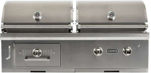 C1HY50NG Coyote 50" Natural Gas Hybrid Gas and Charcoal Grill - Stainless Steel