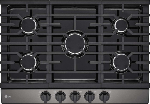 CBGJ3023D LG 30" UltraHeat Gas Cooktop with 5 Cooking Elements and Cast-Iron Grates - Black Stainless Steel
