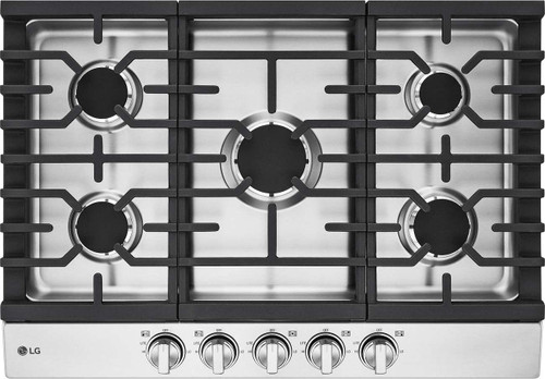 CBGJ3023S LG 30" UltraHeat Gas Cooktop with 5 Cooking Elements and Cast-Iron Grates - Stainless Steel