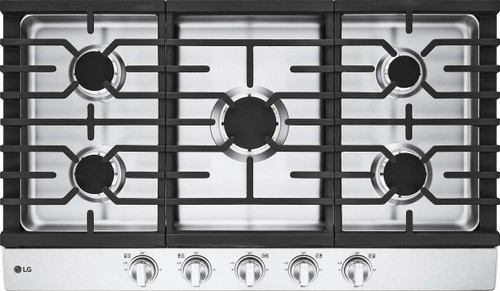 CBGJ3623S LG 36" UltraHeat Gas Cooktop with 5 Cooking Elements and Cast-Iron Grates - Stainless Steel