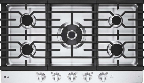 CBGJ3627S LG 36" Smart UltraHeat Gas Cooktop with 5 Cooking Elements and Griddle - Stainless Steel