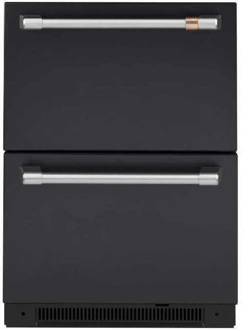 CDE06RP3ND1 Cafe 24" Built-In Dual Drawer Refrigerator with Soft Close Doors and LED Lighting - Matte Black with Brushed Stainless Steel Handles