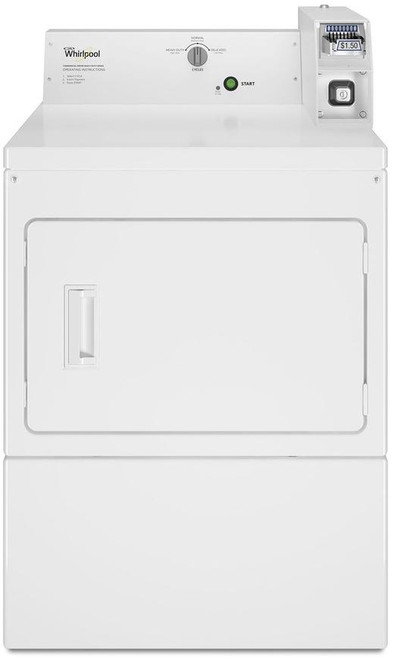CEM2745FQ Whirlpool 27" 7.4 Cu. Ft. Electric Commercial Super Capacity Dryer with Factory-Installed Coin Slide and Coin Box and Full-Wrap Console - White