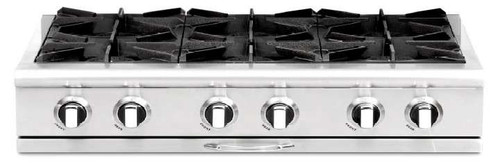 CGRT362B2L Capital Culinarian 36" Range Top with 4 Open Burners and 12" Grill - Liquid Propane - Stainless Steel