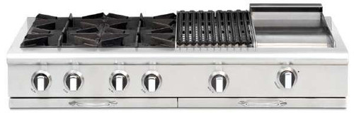 CGRT484BBL Capital Culinarian 48" Range Top with 4 Open Burners and 24" Grill - Liquid Propane - Stainless Steel