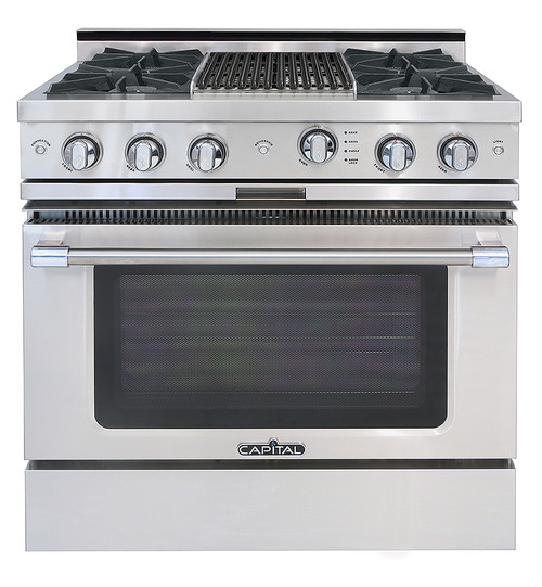 CGSR362B2N Capital Grand Chef 36" Gas Range with 4 Open Burners and 12" Grill - Natural Gas - Stainless Steel