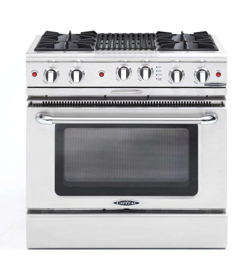 CGSR362B2N Capital Culinarian Series 36" Self-Clean Gas Range with 4 Open Burners and 12" Grill - Natural Gas - Stainless Steel