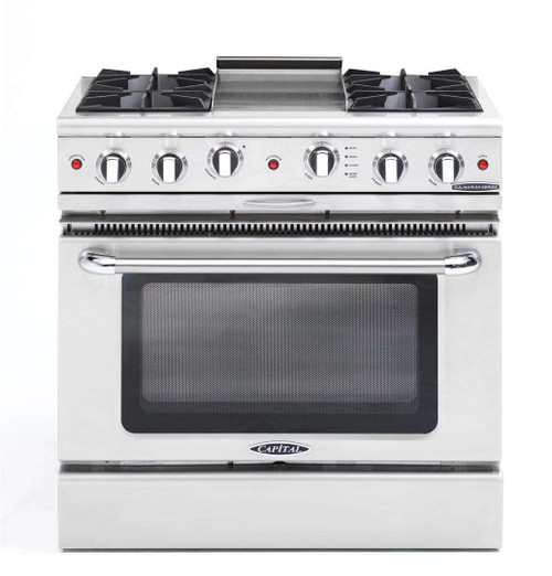 CGSR362G2L Capital Culinarian Series 36" Self-Clean Range with 4 Open Burners and 12" Griddle - Liquid Propane - Stainless Steel
