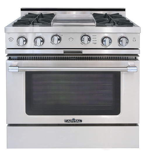 CGSR362G2N Capital Grand Chef 36" Gas Range with 4 Open Burners and 12" Griddle - Natural Gas - Stainless Steel
