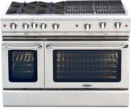 CGSR484BBN Capital Culinarian Series 48" Self-Clean Gas Range with 4 Open Burners and 24" Grill - Natural Gas - Stainless Steel