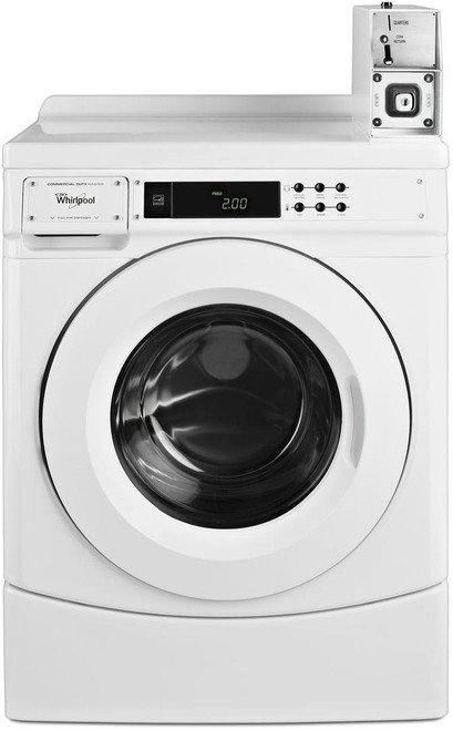 CHW9150GW Whirlpool 27" 3.1 cu. ft. Commercial Front Load Washer with Factory Installed Coin Drop and Coin Box - White