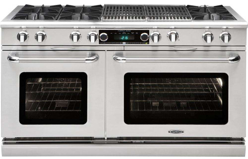 COB604BB2N Capital 60" Connoisseurian Dual Fuel Self-Clean Range with 6 Open Burners + 24" Grill - Natural Gas - Stainless Steel