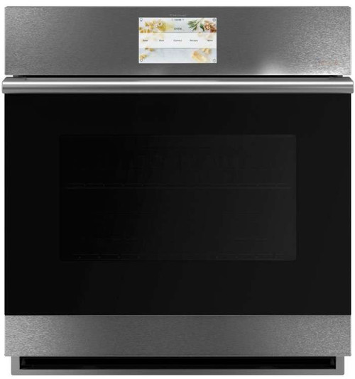 CKS70DM2NS5 Cafe 27" Modern Glass Collection Single Electric Wall Oven with True European Convection and Self-Clean - Platinum Glass with Brushed Stainless Steel Handle