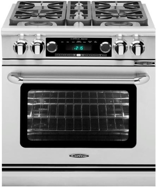 CSB304N Capital 30" Connoisseurian Dual Fuel Self-Clean Range with 4 Sealed Burners - Natural Gas - Stainless Steel