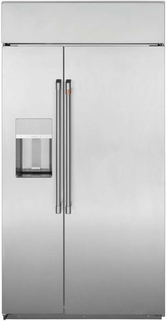 CSB48YP2NS1 Cafe 48" Smart Built In Side by Side Refrigerator with Dispenser - Stainless Steel with Brushed Stainless Steel Handles