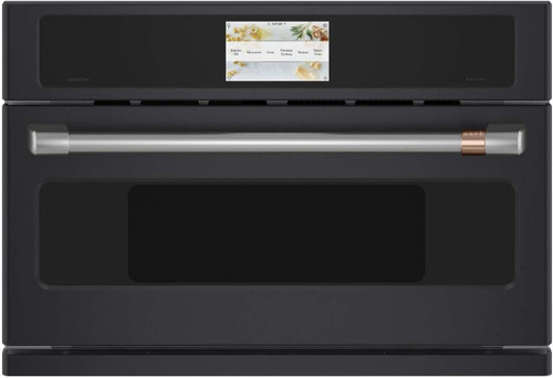 CSB913P3ND1 Cafe 30" Five In One Single Wall Oven Microwave Combo - Matte Black with Brushed Stainless Steel Handle