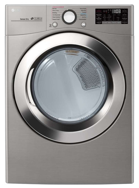 DLGX3701V LG 27" 7.4 Cu. Ft. Ultra Large Capacity Smart WiFi Enabled Gas Steam Dryer with SmartThinQ Technology and SmartDiagnosis - Graphite Steel