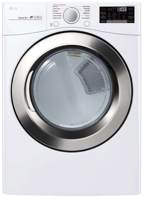 DLGX3701W LG 27" 7.4 Cu. Ft. Ultra Large Capacity Smart WiFi Enabled Gas Steam Dryer with SmartThinQ Technology and SmartDiagnosis - White