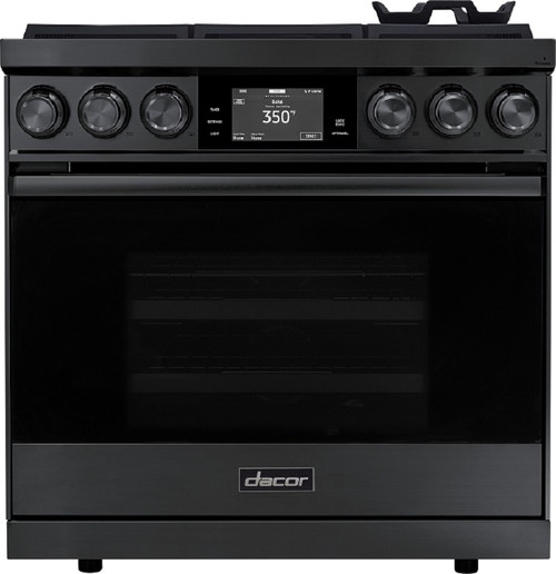 DOP36M86DPM Dacor 36" Modernist Collection Contemporary Series Dual Fuel Steam Range with 6 Burners - Liquid Propane - Graphite Stainless Steel