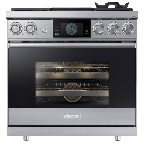 DOP36M94DLS Dacor 36" Contemporary Pro Natural Gas Dual-Fuel Steam Range with Griddle - Stainless Steel