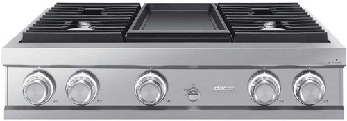 DTT36M974LS Dacor 36" Contemporary Rangetop 4 Burners with Griddle - Natural Gas - Stainless Steel