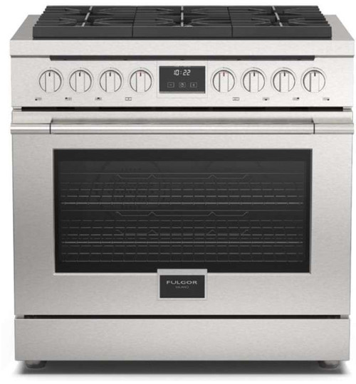 F4PGR366S2 Fulgor Milano 36" Accento Pro All Gas Range with 6 Sealed Burners - Stainless Steel