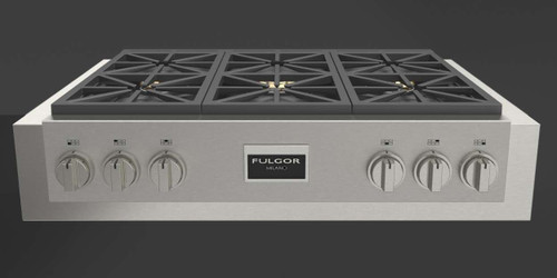 F6GRT366S1 Fulgor Milano 36" Gas Rangetop with 6 Sealed Dual Flame Burners - Stainless Steel