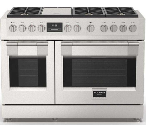 F6PGR486GS2 Fulgor Milano 48" Sofia Pro Gas Range with 6 Burners and Griddle - Stainless Steel