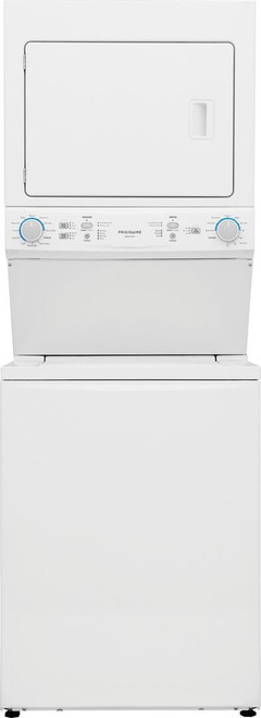 FLCE7523AW Frigidaire 27" Long Vent Stacked Electric Laundry Center - 3.9 Cu. Ft. Washer and 5.5 Cu. Ft. Dryer - White