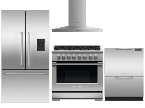 Package FPAY2 - Fisher & Paykel Appliance Package - 4 Piece Appliance Package with 36" Gas Range - Stainless Steel