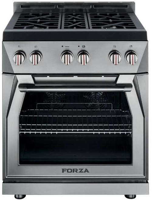 FR304GN Forza 30" Pro Style Gas Range with 4 Full Brass Burners - Natural Gas - Stainless Steel