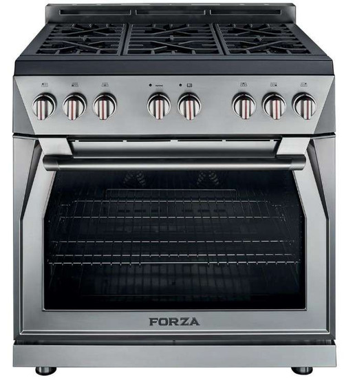 FR366GN Forza 36" Pro Style Gas Range with 6 Full Brass Burners - Natural Gas - Stainless Steel