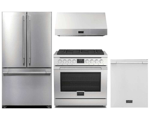 Package FUL36DF - Fulgor Milano 4 Piece Appliance Package with Dual Fuel Range - Stainless Steel