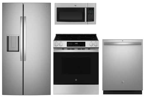 Package 6 - GE Appliance Package - 4 Piece Appliance Package with Electric Slide-In Range - Stainless Steel
