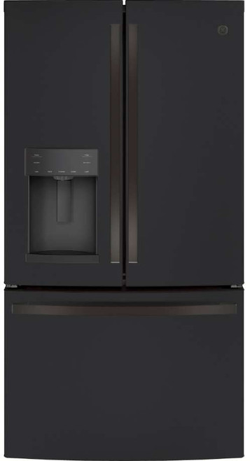 GFE28GELDS GE 36" 27.8 Cu. Ft. French-Door Bottom Freezer Refrigerator With Showcase LED Lighting and TwinChill - Fingerprint Resistant Black Slate