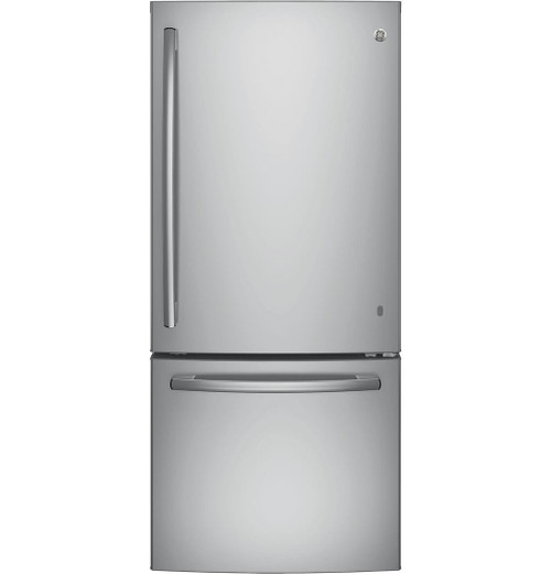 GDE21ESKSS GE 30" 20.9 Cu. Ft. Capacity Bottom Mount Refrigerator with Factory-Installed Icemaker and LED Lighting - Stainless Steel - CLEARANCE