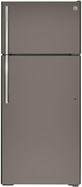 GTE18GMNRES GE 28" Top-Freezer Refrigerator with LED Lighting and Upfront Temperature Controls - Slate