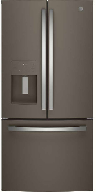 GYE18JMLES GE 33" 17.5 Cu. Ft. Counter Depth French Door Refrigerator with Turbo Cool Setting and Quick Space Shelf - Slate